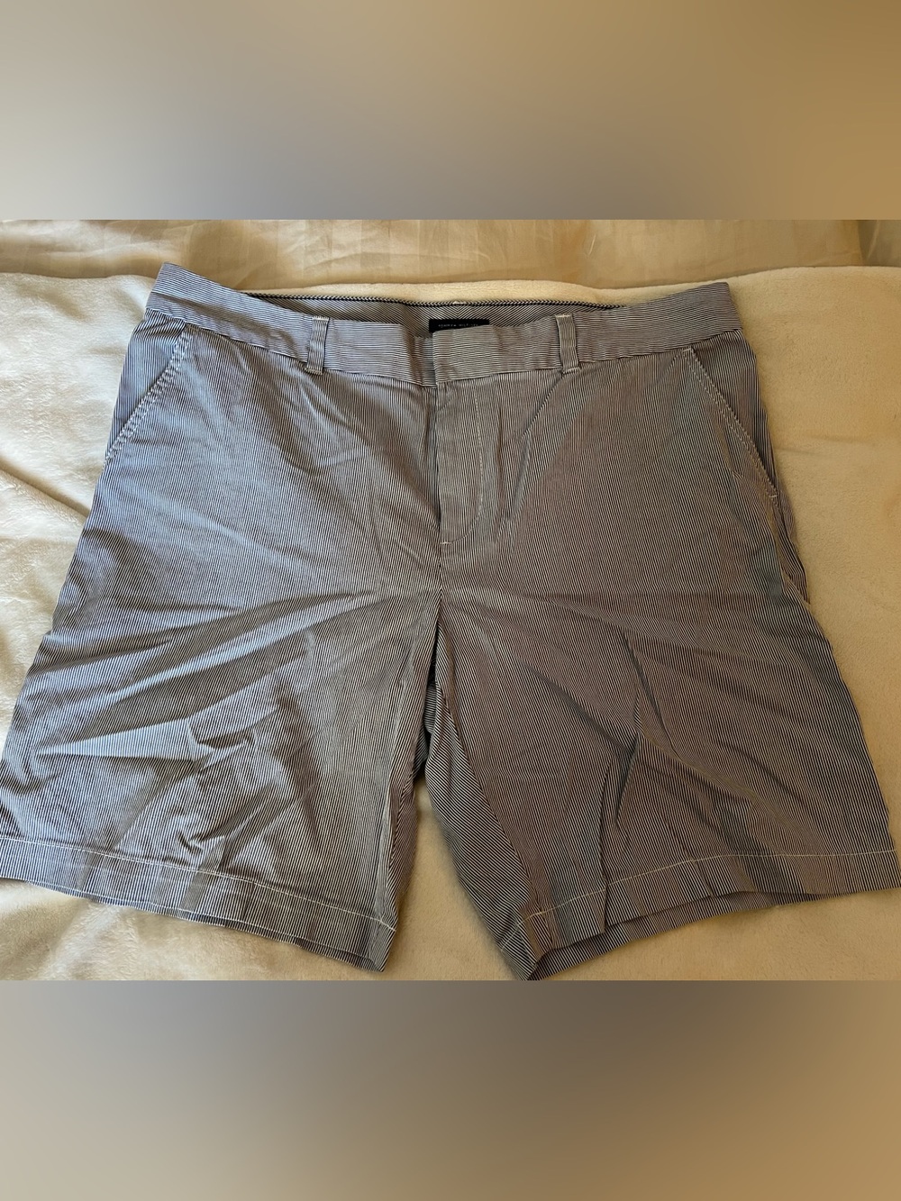 Tommy Hilfiger 98% cotton Women's Blue and White Pinstripe Flat Front Shorts 16
